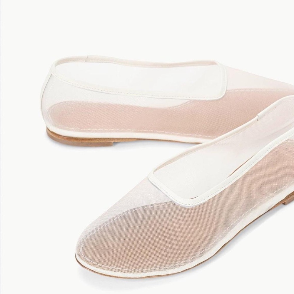 Staud Alba Mesh Ballet Flats in Paper White
